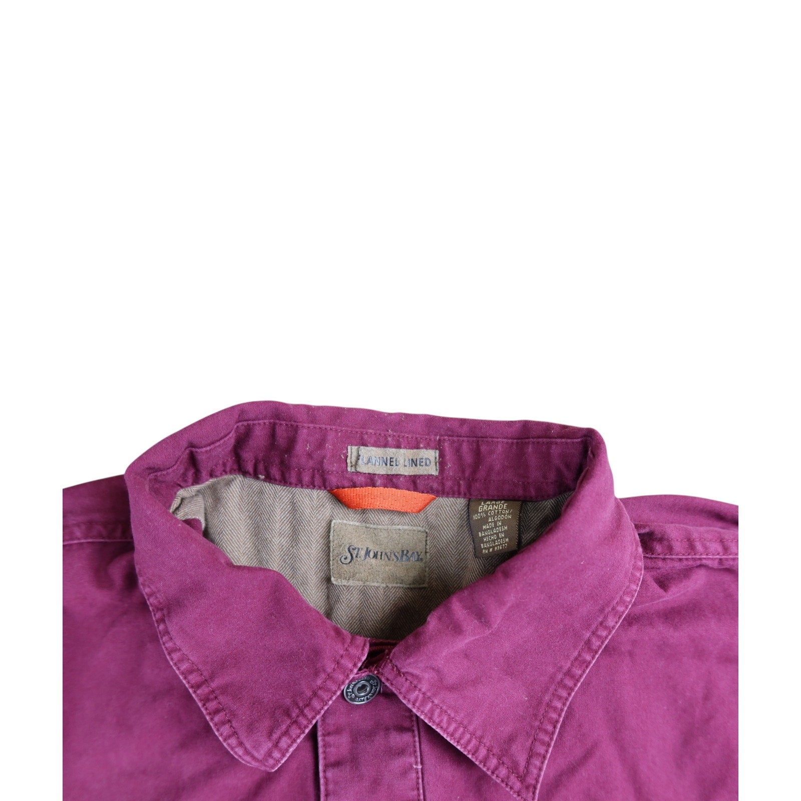 St. John's Bay Lined Burgundy Long Sleeve Button up Men's L