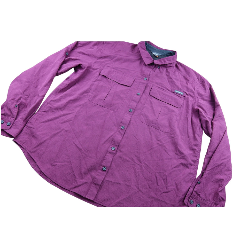 Eddie Bauer Button Down Maroon Outdoor Shirt Men's XL