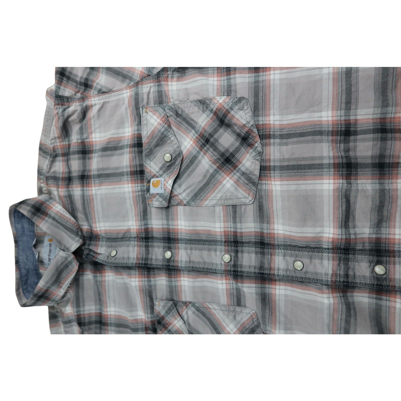 Carhartt Relaxed- Fit Gray Plaid Button Up Men's Shirt XL