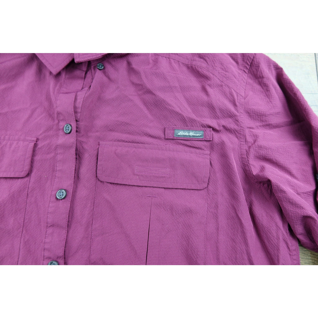 Eddie Bauer Button Down Maroon Outdoor Shirt Men's XL