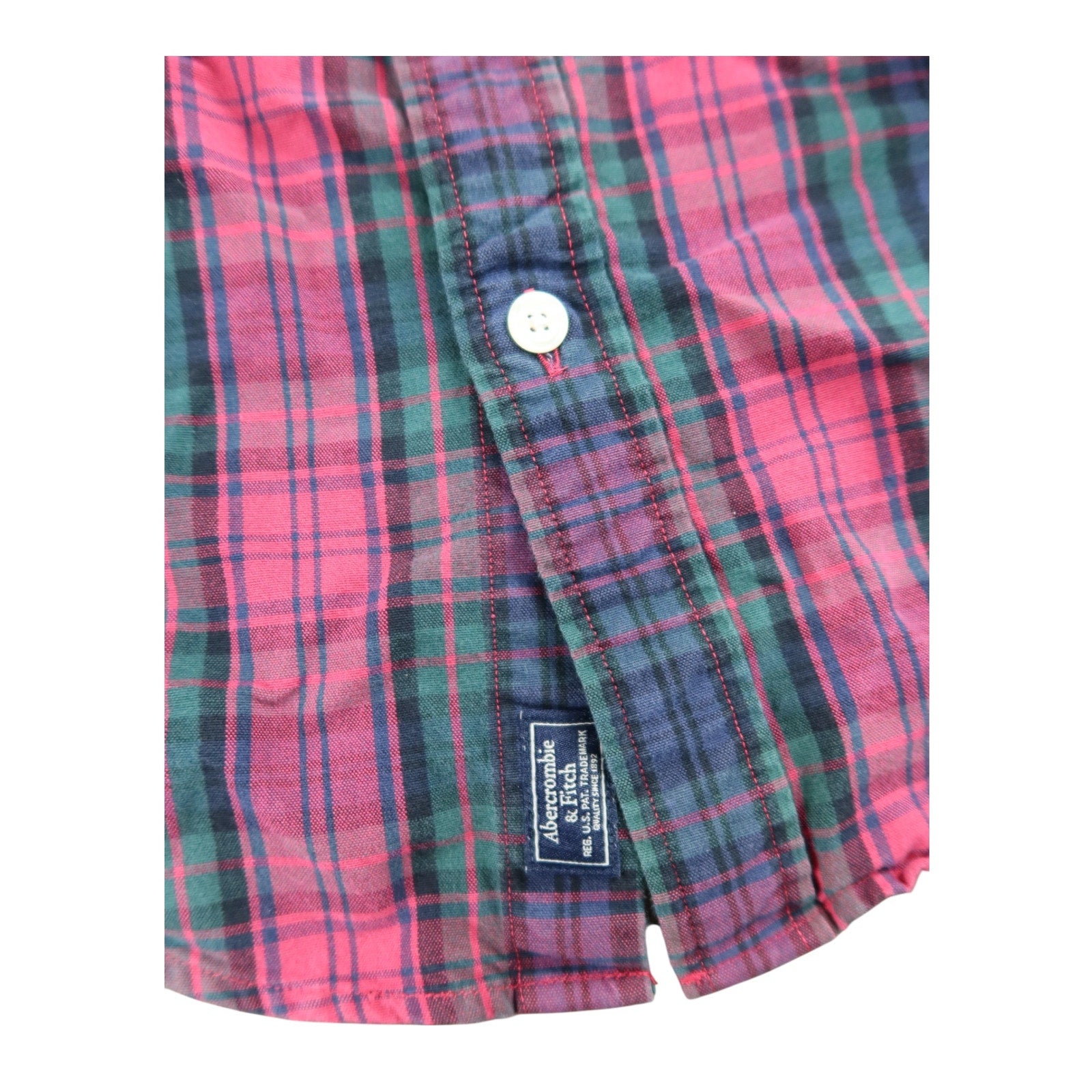 Abercrombie & Fitch Red Green Plaid Button Up Men's Shirt S
