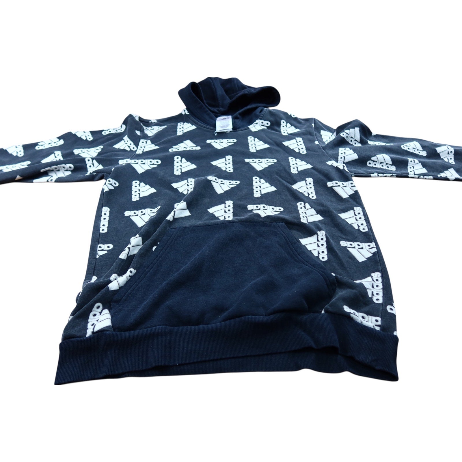 Adidas Vintage Monogram Black Hoodie Men's S