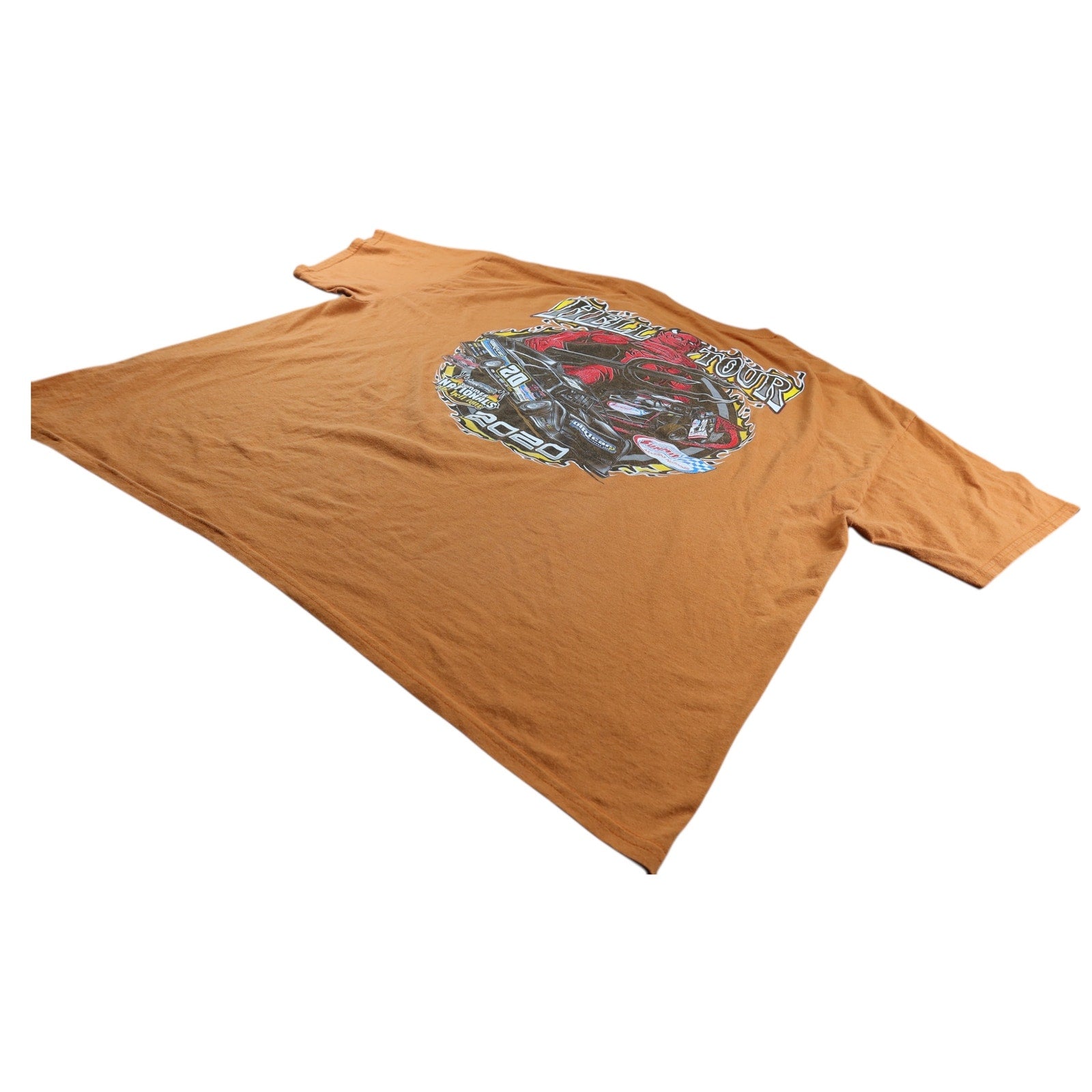 Hell Tour Devil Motorcycle Orange Long Sleeve Shirt Men's 4XL