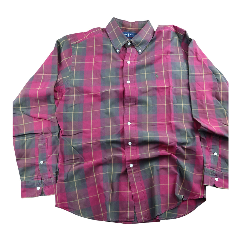 Ralph Lauren Red Plaid Button Up Long Sleeve Shirt Men's Large
