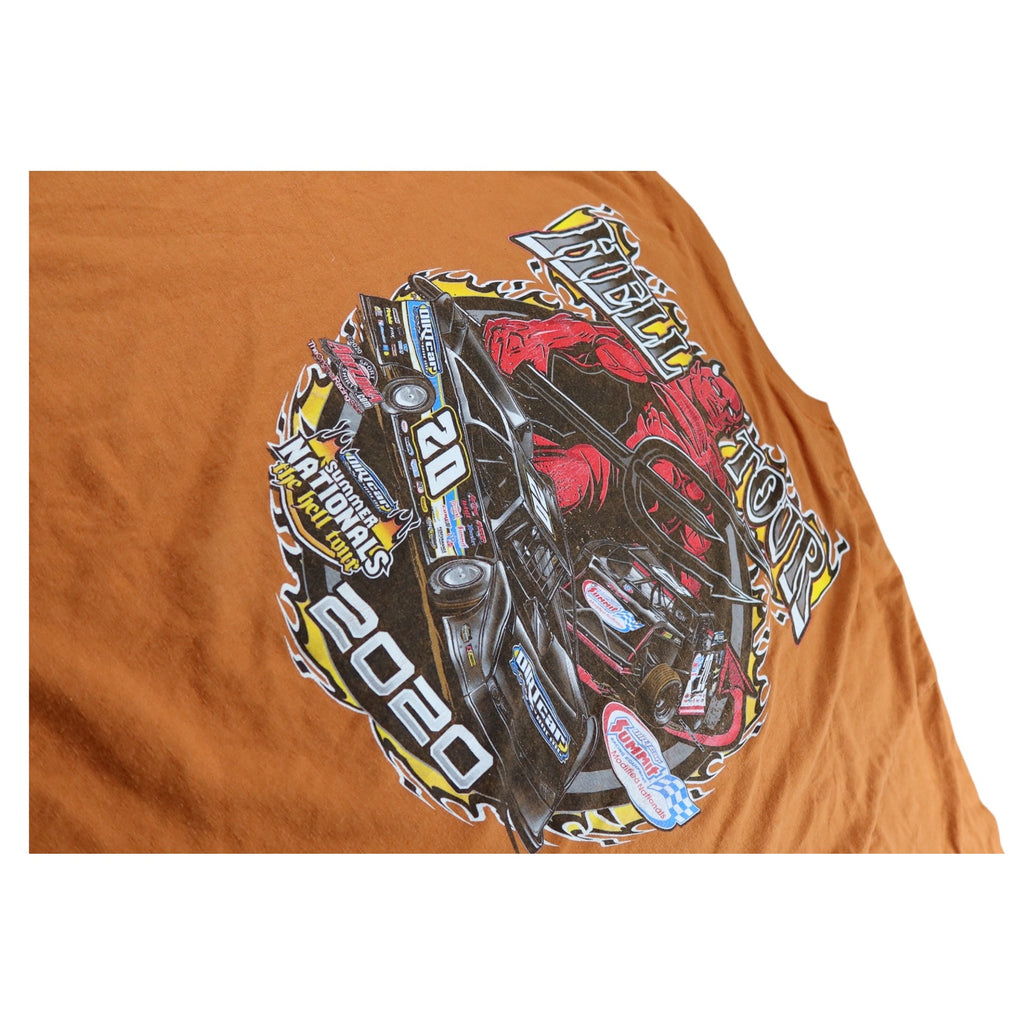 Hell Tour Devil Motorcycle Orange Long Sleeve Shirt Men's 4XL