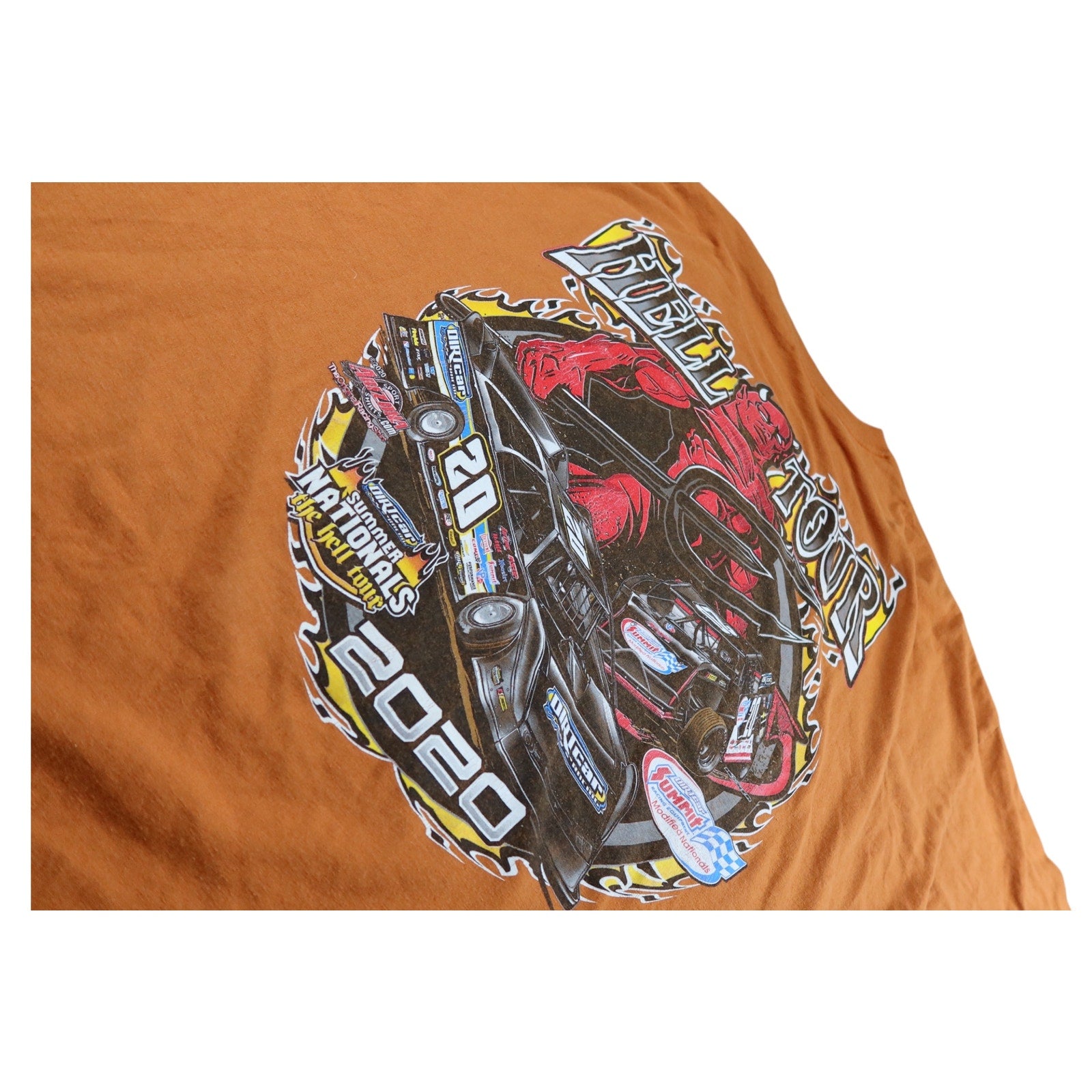 Hell Tour Devil Motorcycle Orange Long Sleeve Shirt Men's 4XL