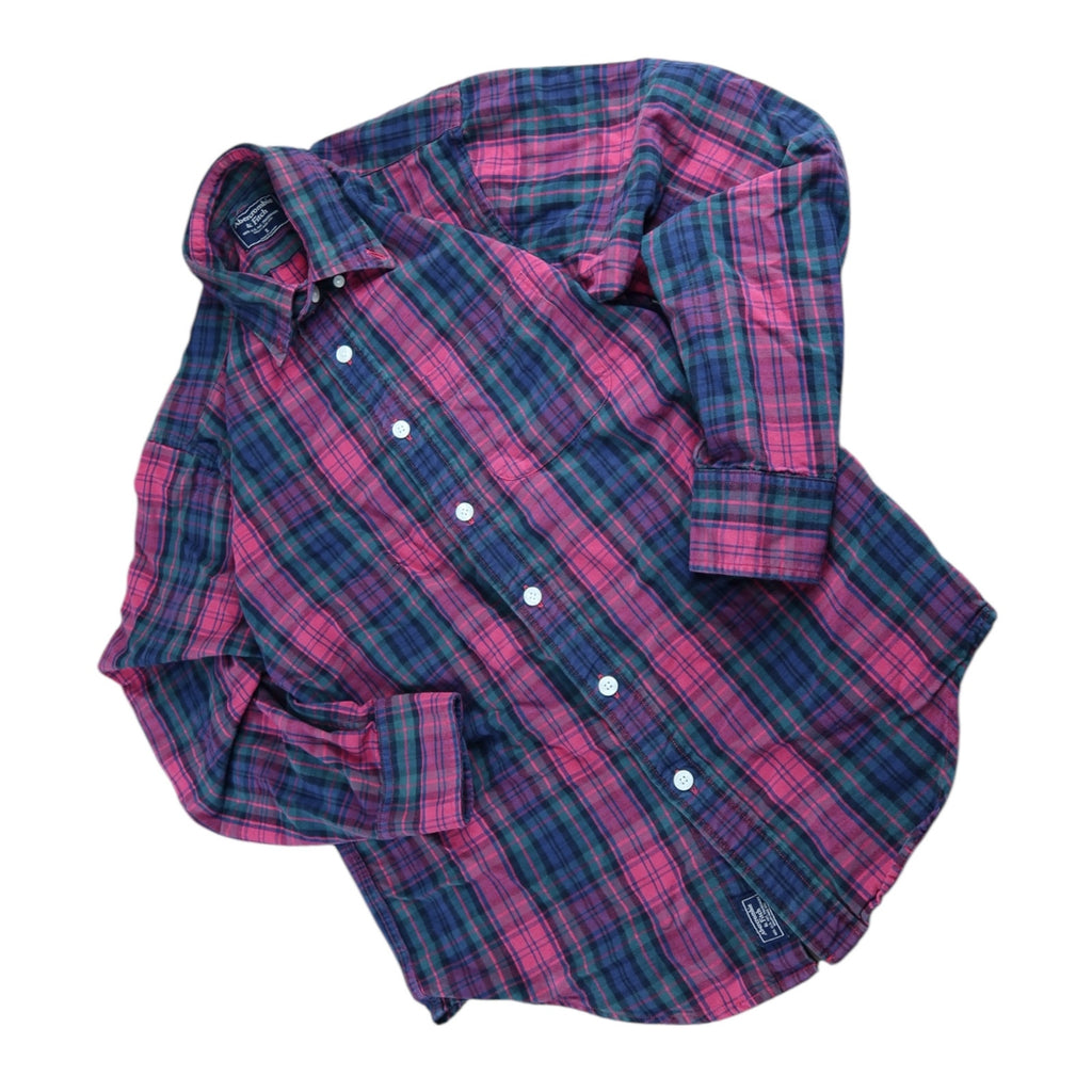 Abercrombie & Fitch Red Green Plaid Button Up Men's Shirt S