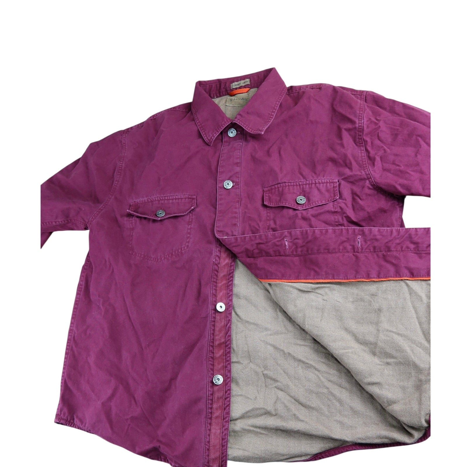 St. John's Bay Lined Burgundy Long Sleeve Button up Men's L