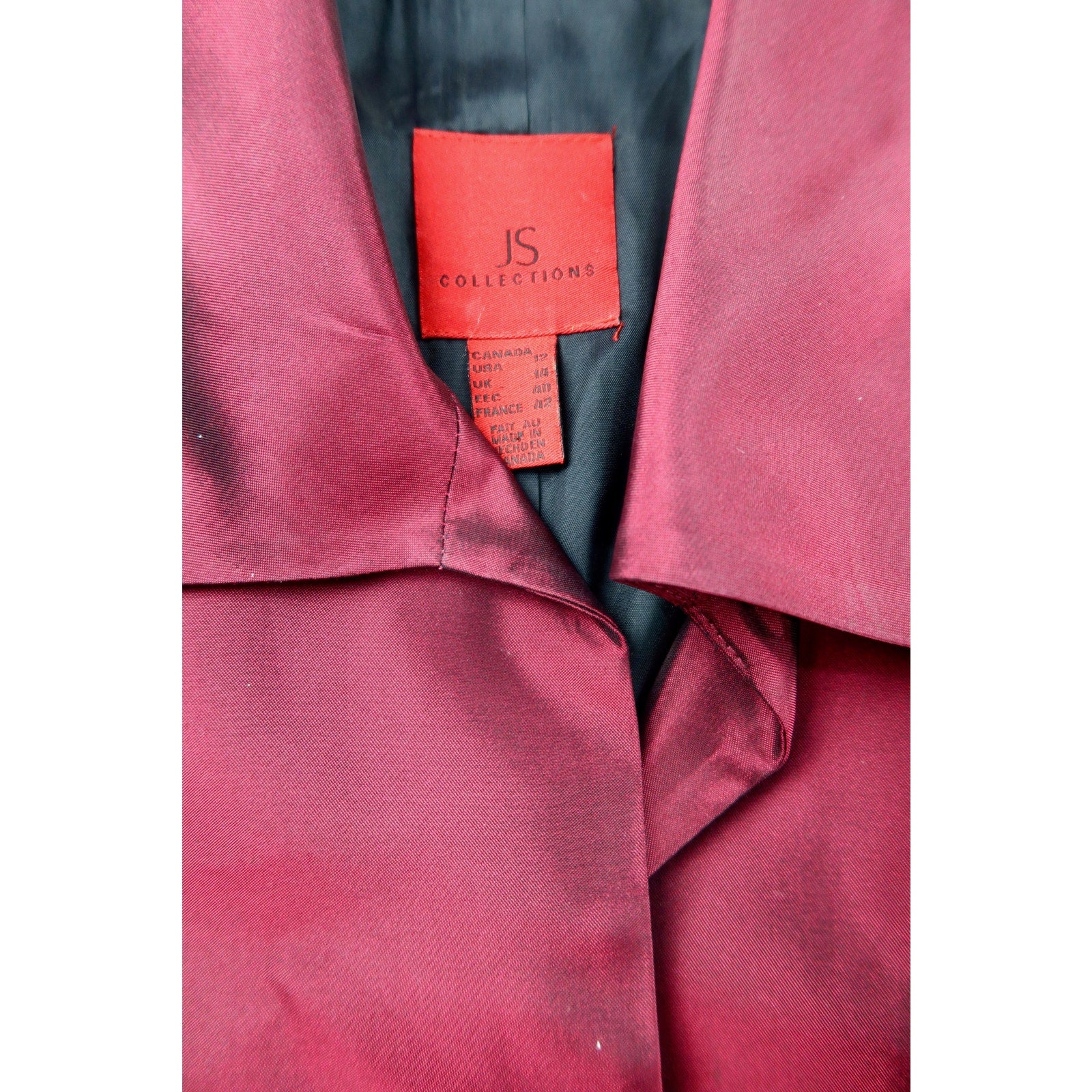 JS. Collections Burgundy Blazer Women's 12