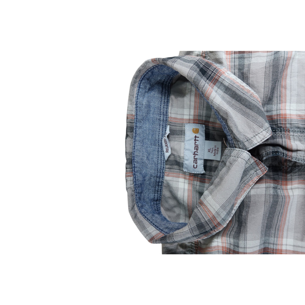 Carhartt Relaxed- Fit Gray Plaid Button Up Men's Shirt XL