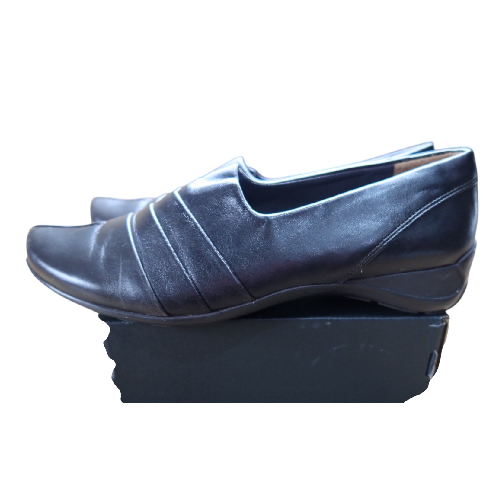 Paul Green 0Munich Brown Pleated Vamp Leather Slip-On Loafers