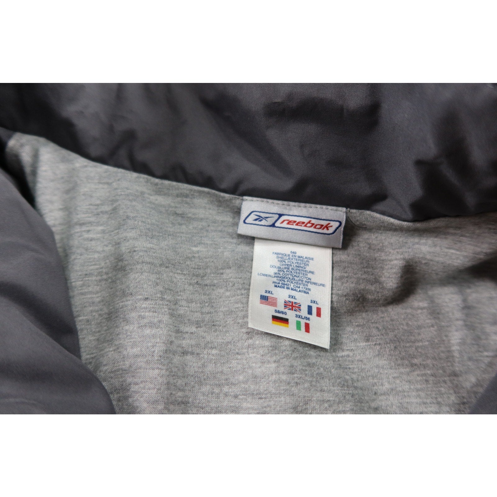 Reebok Gray and Yellow Windbreaker Jacket Men's 2XL