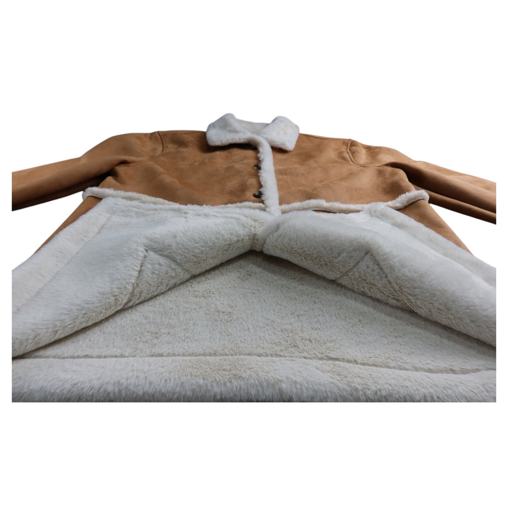 Sonoma Tan Pea Coat White Faux Fur Women's XL