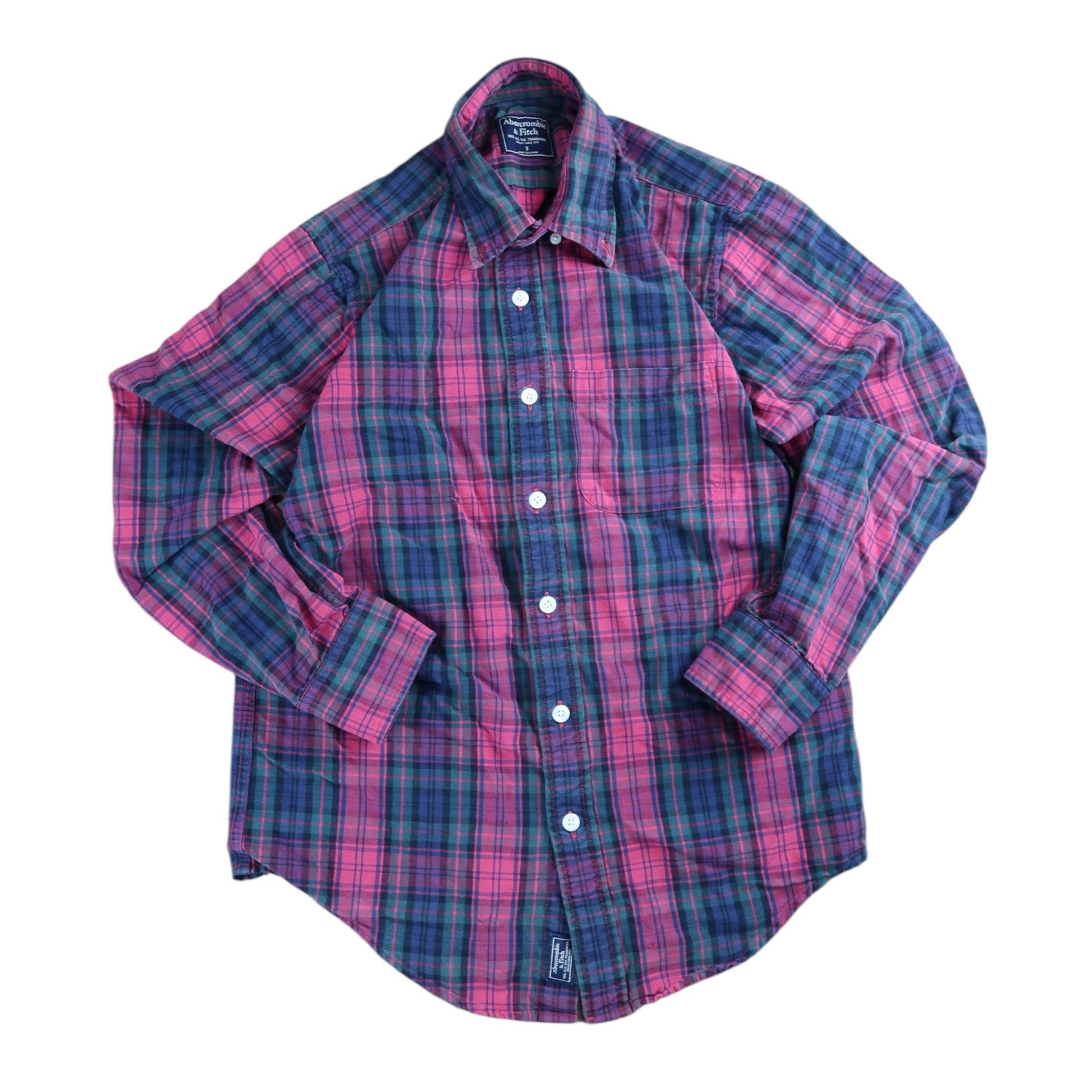 Abercrombie & Fitch Red Green Plaid Button Up Men's Shirt S