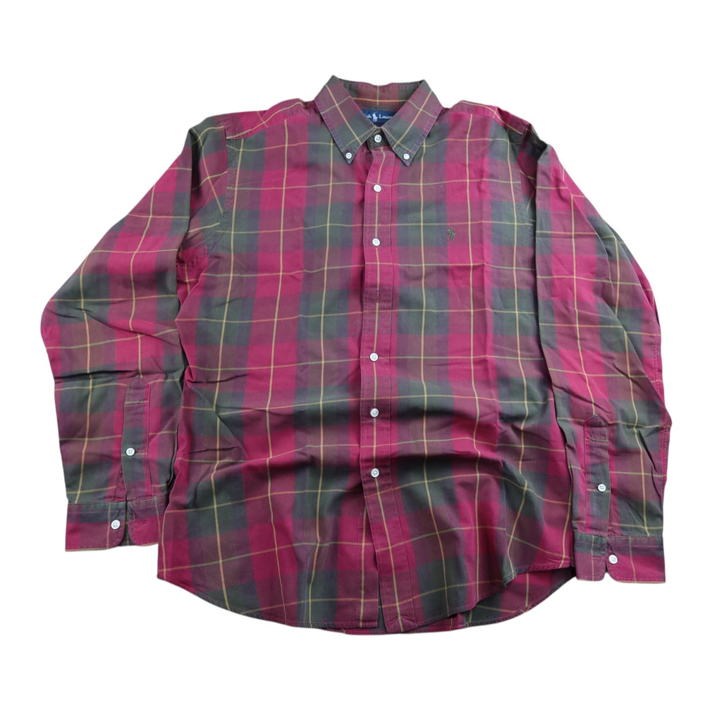 Ralph Lauren Red Plaid Button Up Long Sleeve Shirt Men's Large