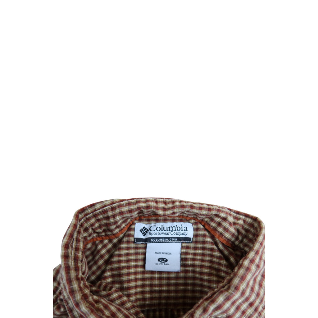 Columbia Brown Plaid Button Up Long Sleeve Shirt Men's XLT