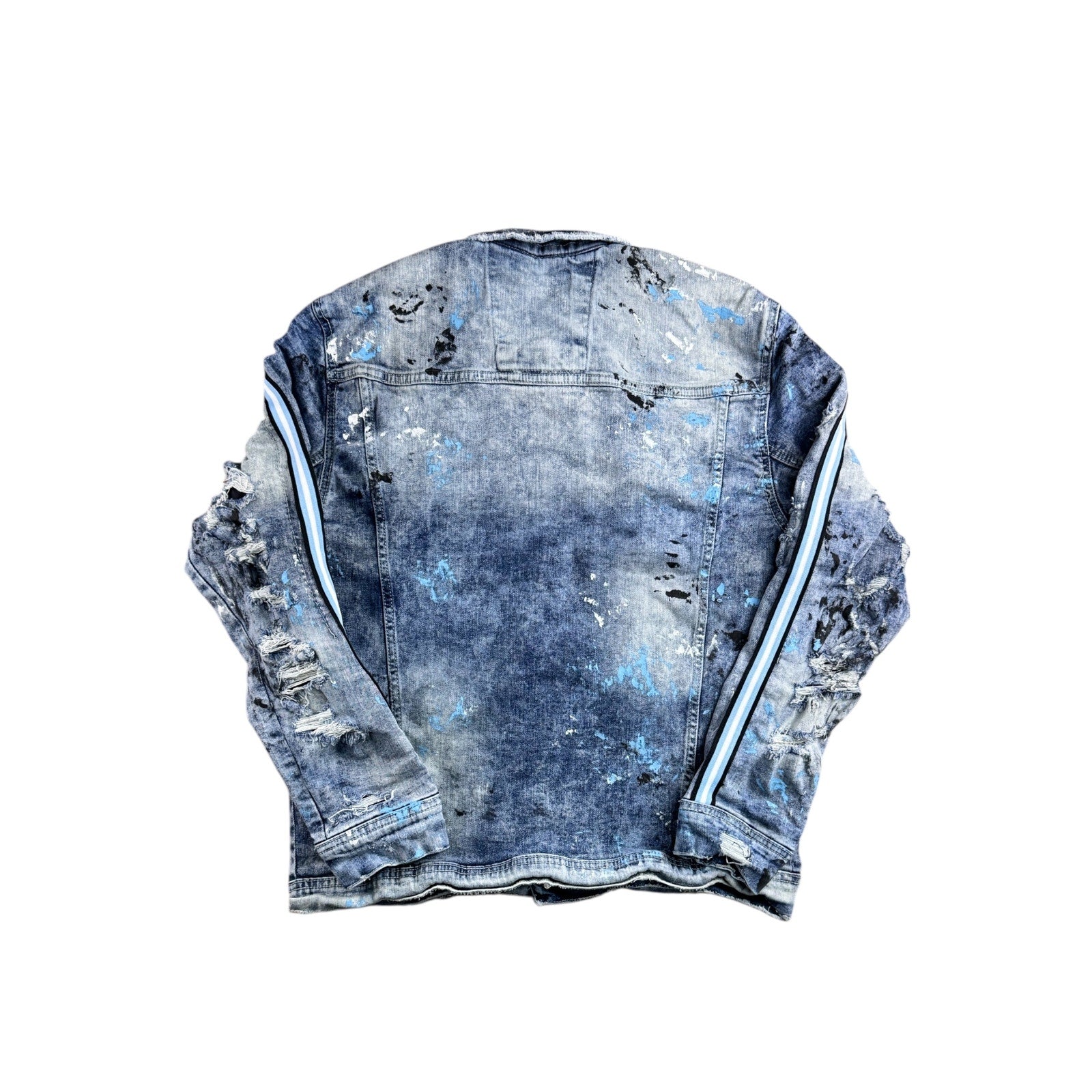 Jordan Craig Paint Splashed Distressed Denim Jacket Men's Large
