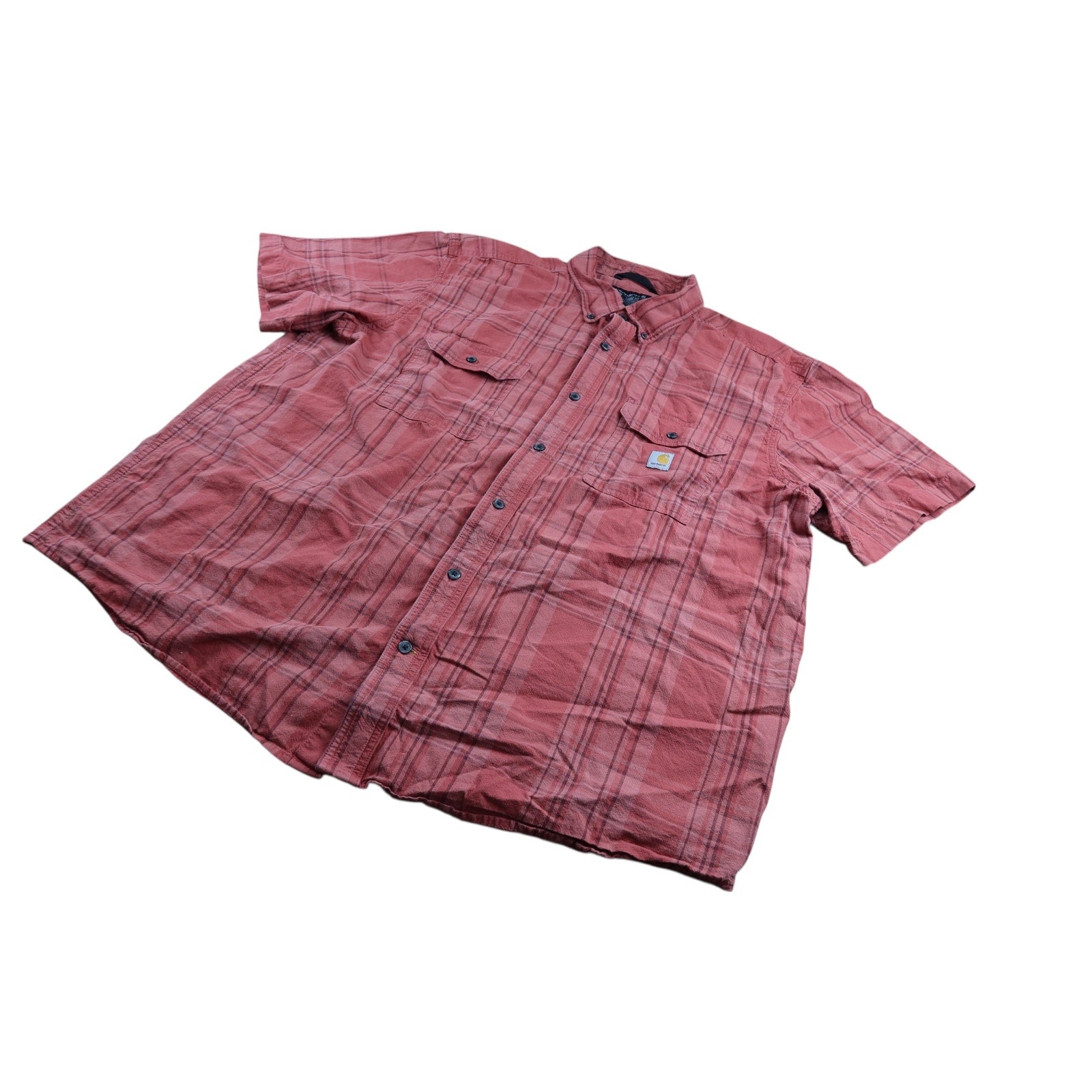 Carhartt Loose Fit Red Plaid Button Up Shirt Men's 2XL