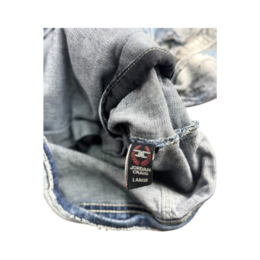 Jordan Craig Paint Splashed Distressed Denim Jacket Men's Large