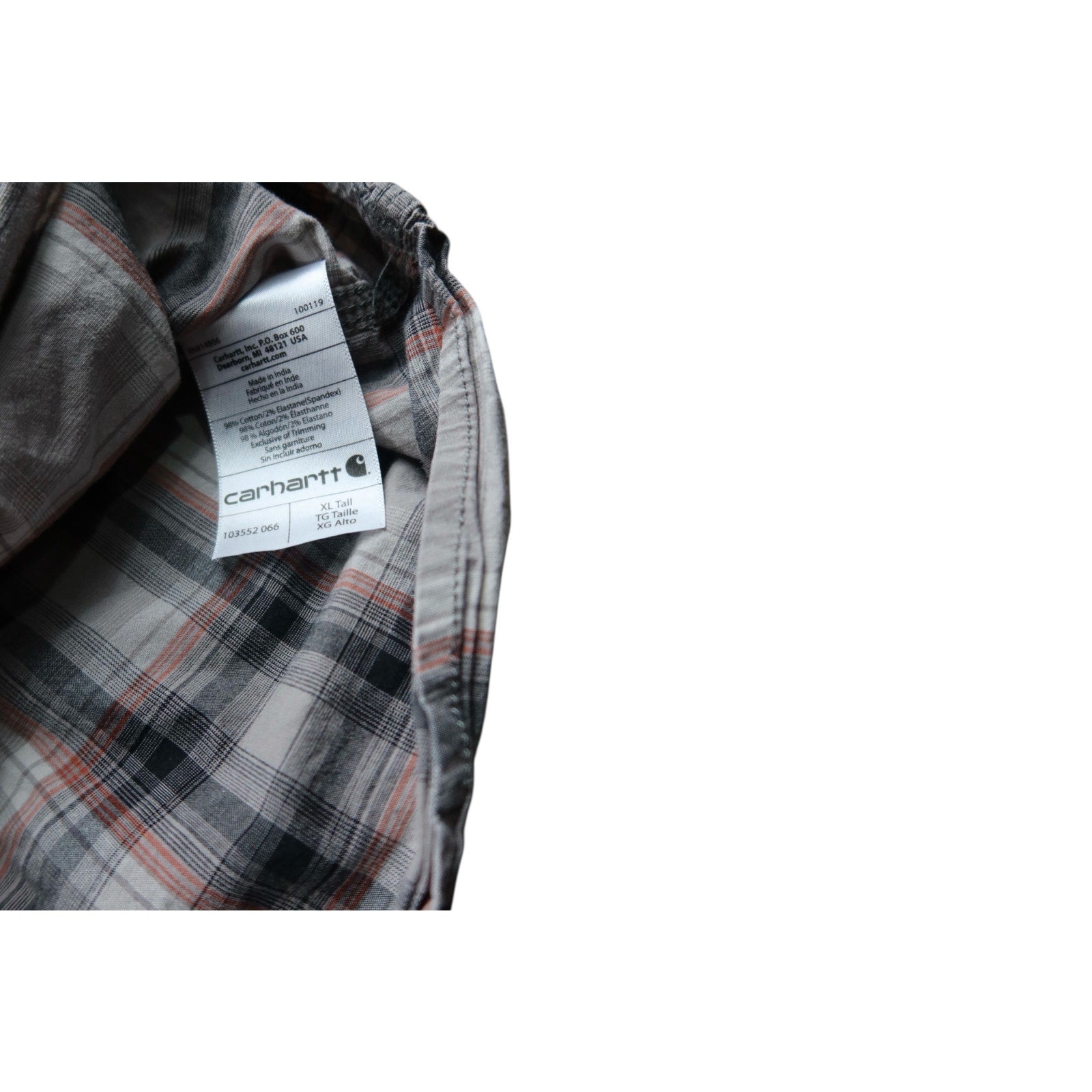 Carhartt Relaxed- Fit Gray Plaid Button Up Men's Shirt XL