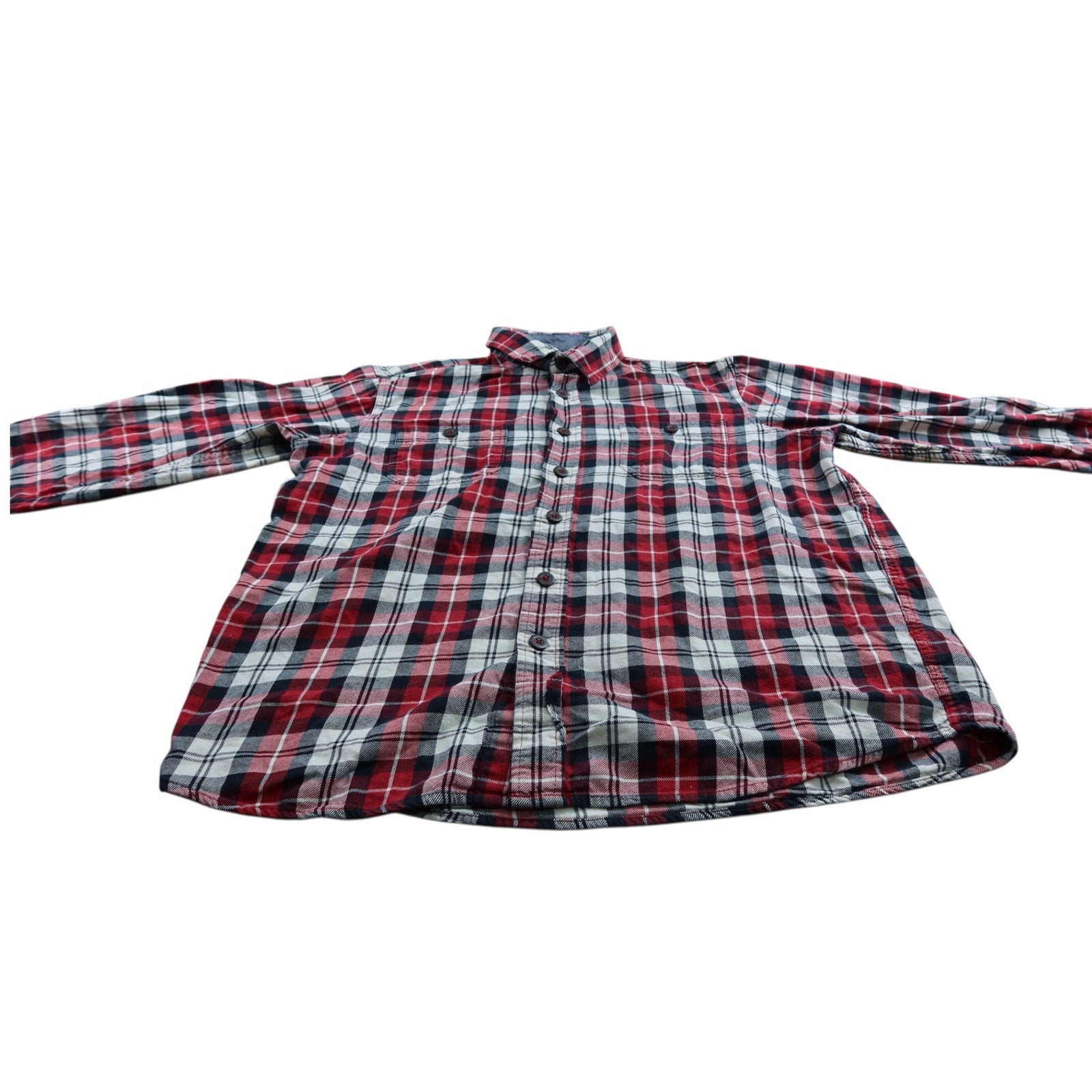 Wrangler Flannel Plaid Red Button Up Shirt Men's L
