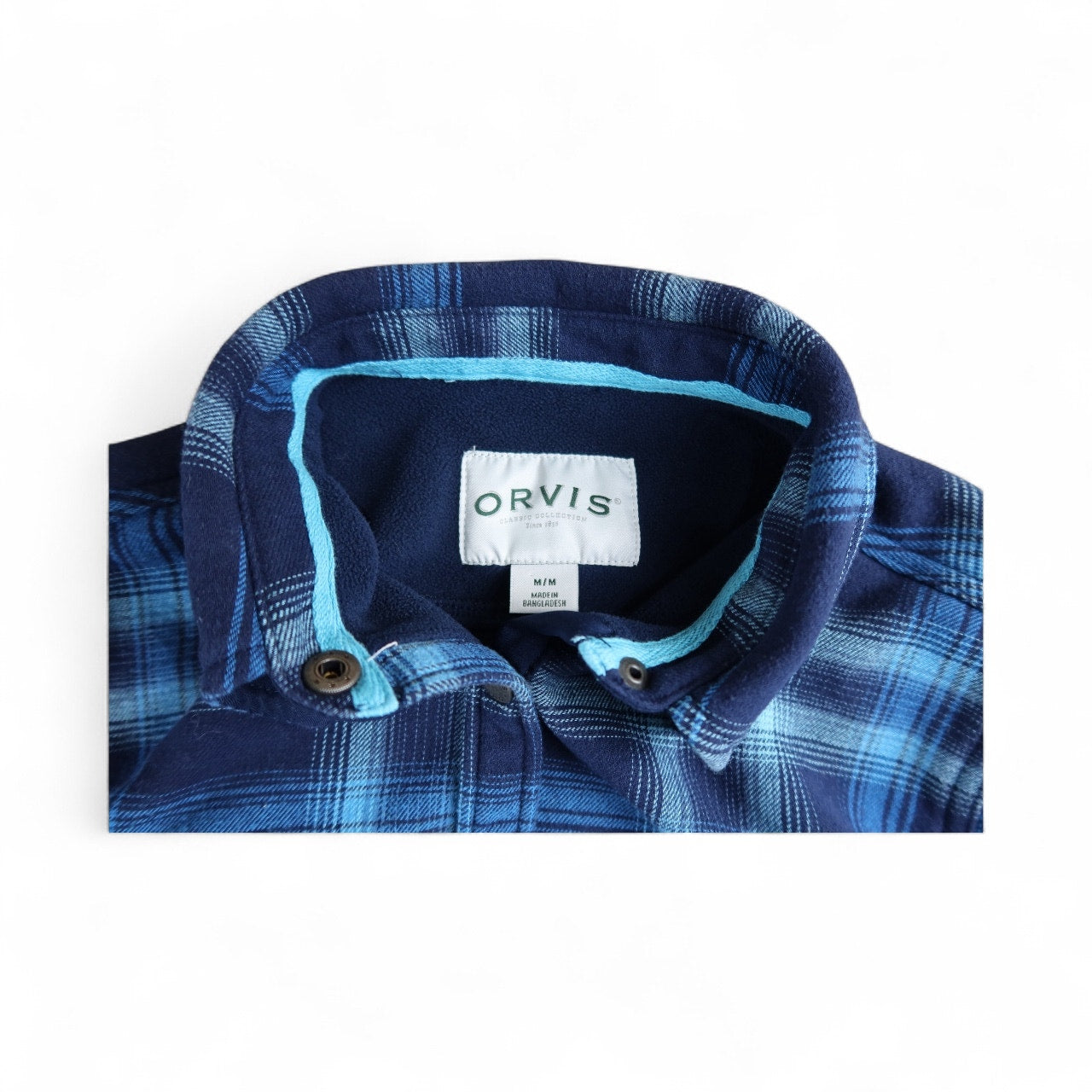 Orvis Flannel Snap Button Up Blue Nova Women's M