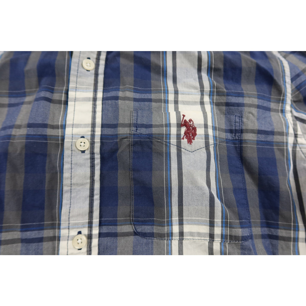 U.S. Polo Assn. Men's Classic Navy Plaid Long Sleeve Button Down M