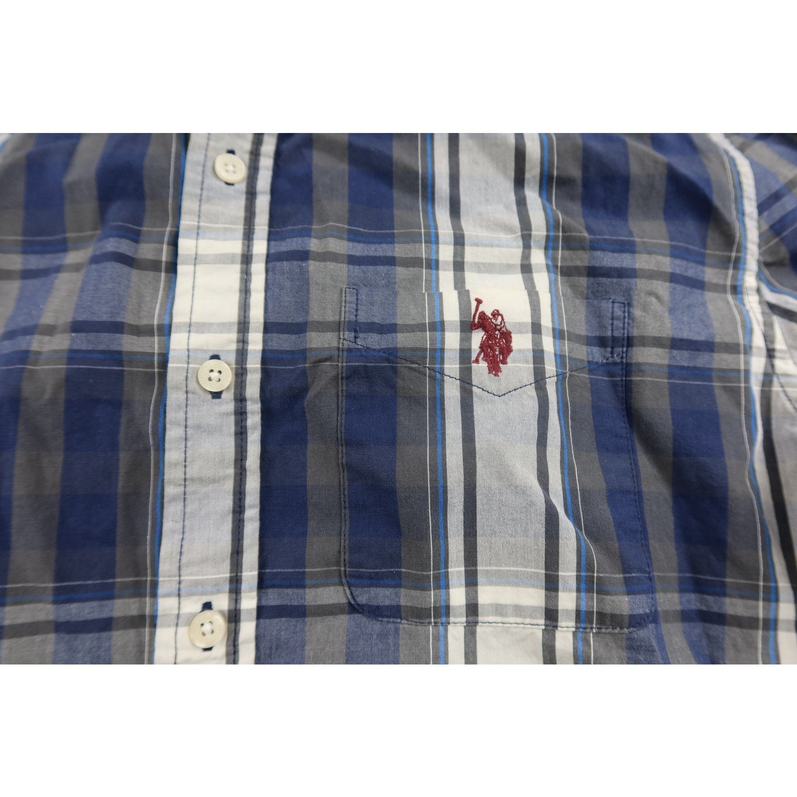 U.S. Polo Assn. Men's Classic Navy Plaid Long Sleeve Button Down M