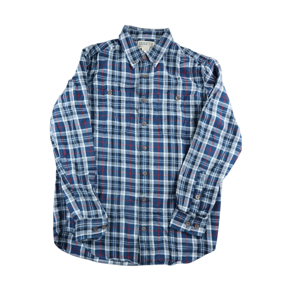 Duluth Trading Co Men's Blue Plaid Button Down Dress Shirt