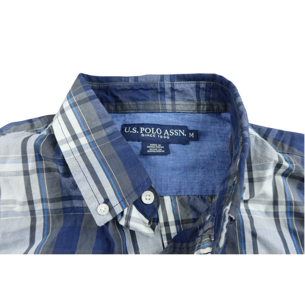 U.S. Polo Assn. Men's Classic Navy Plaid Long Sleeve Button Down M