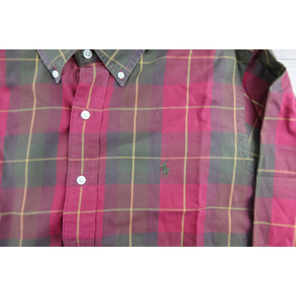 Ralph Lauren Red Plaid Button Up Long Sleeve Shirt Men's Large