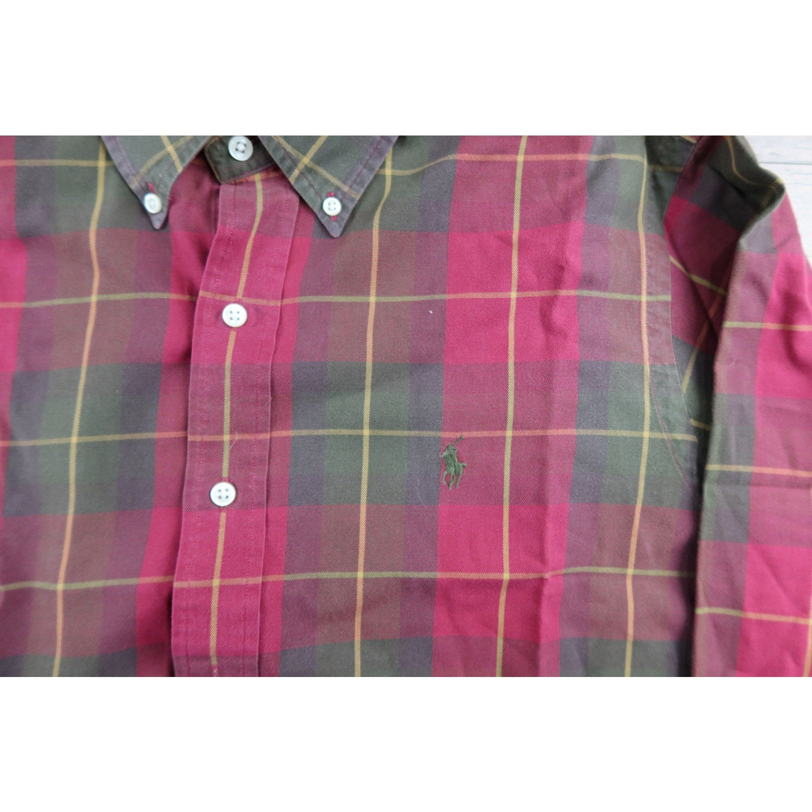 Ralph Lauren Red Plaid Button Up Long Sleeve Shirt Men's Large