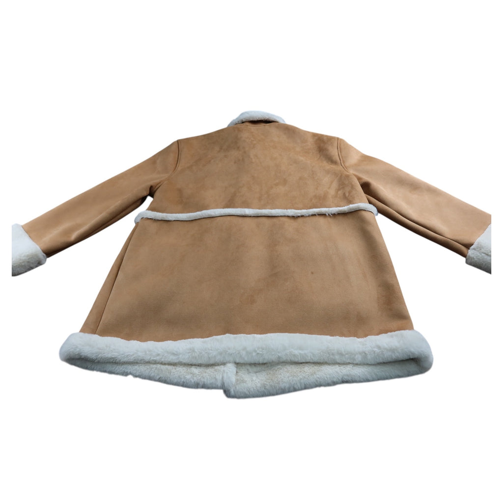 Sonoma Tan Pea Coat White Faux Fur Women's XL