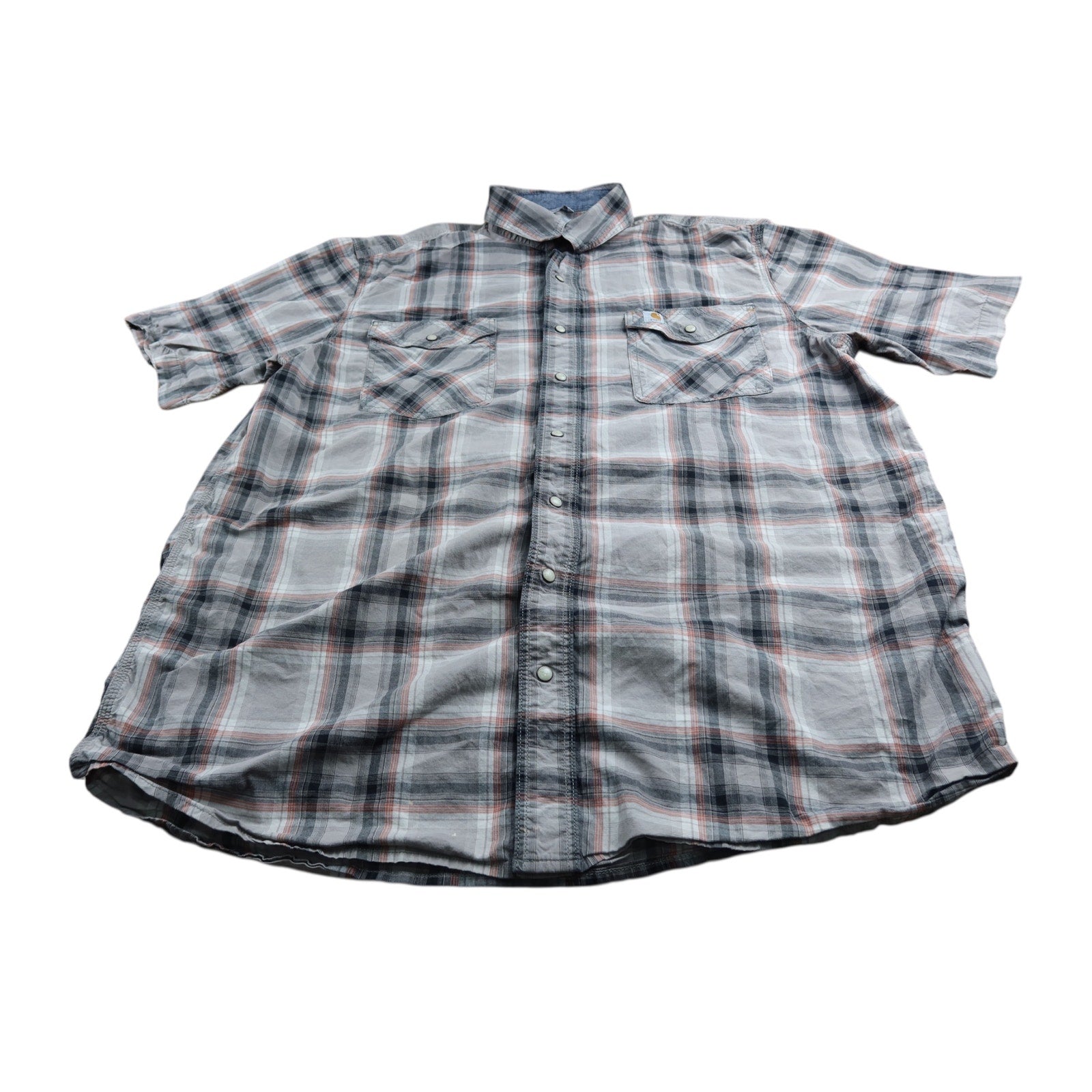 Carhartt Relaxed- Fit Gray Plaid Button Up Men's Shirt XL