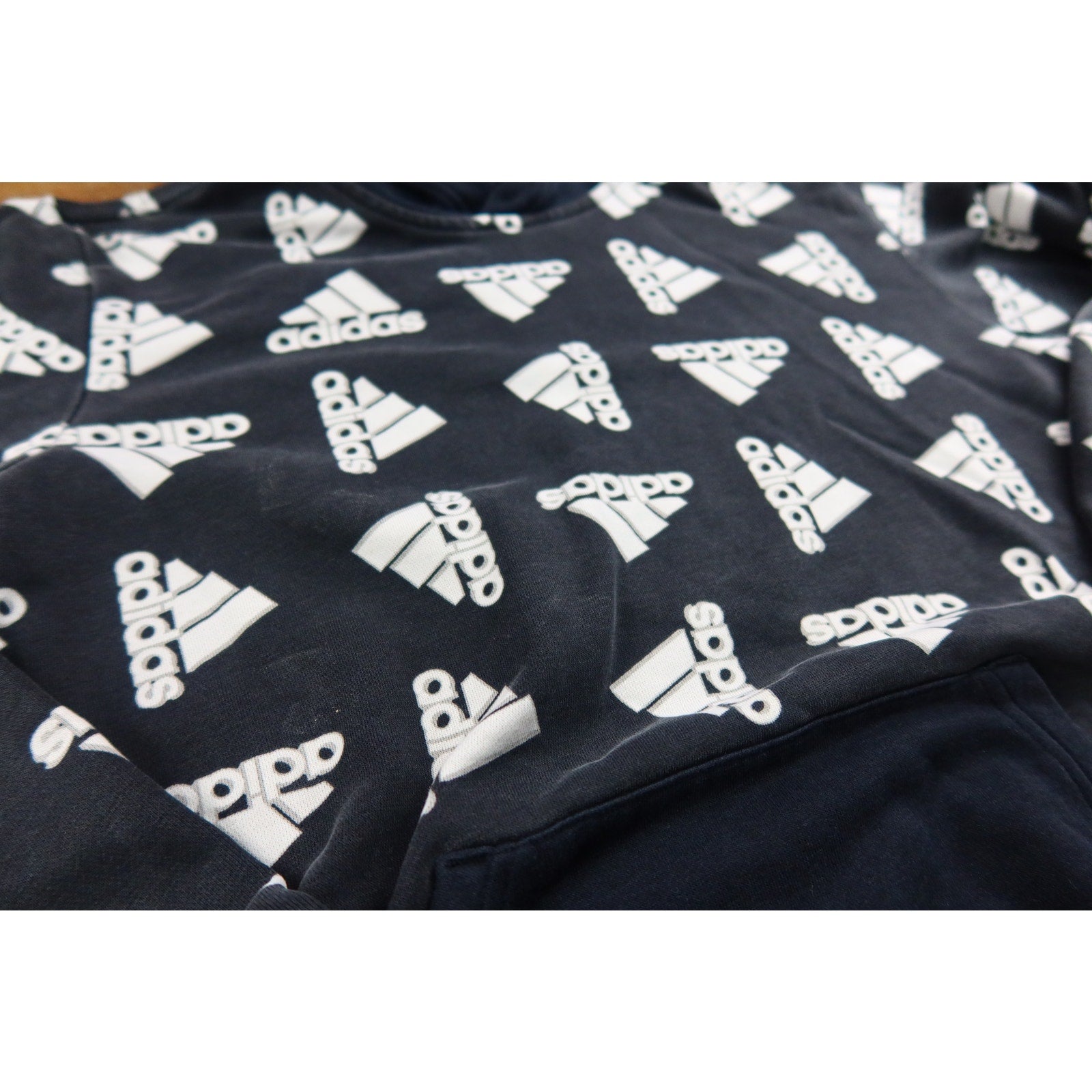 Adidas Vintage Monogram Black Hoodie Men's S