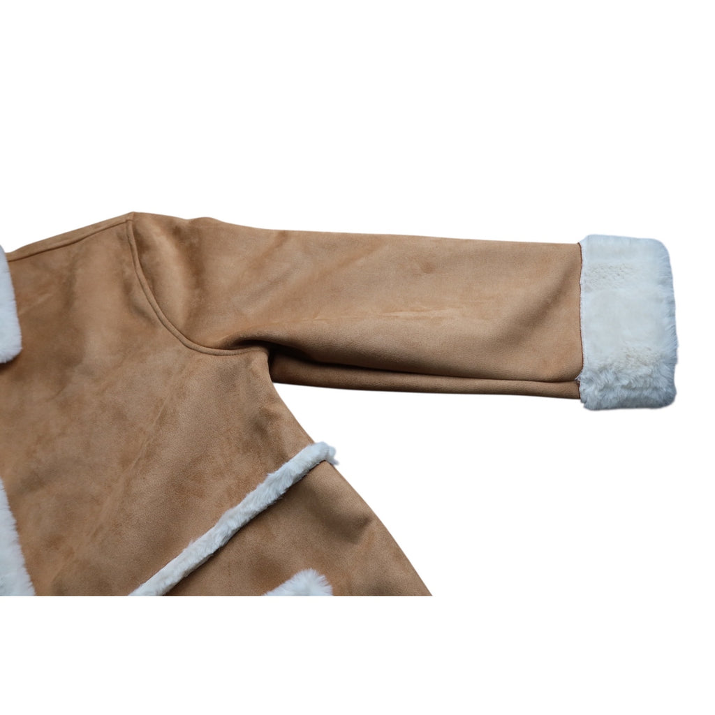 Sonoma Tan Pea Coat White Faux Fur Women's XL