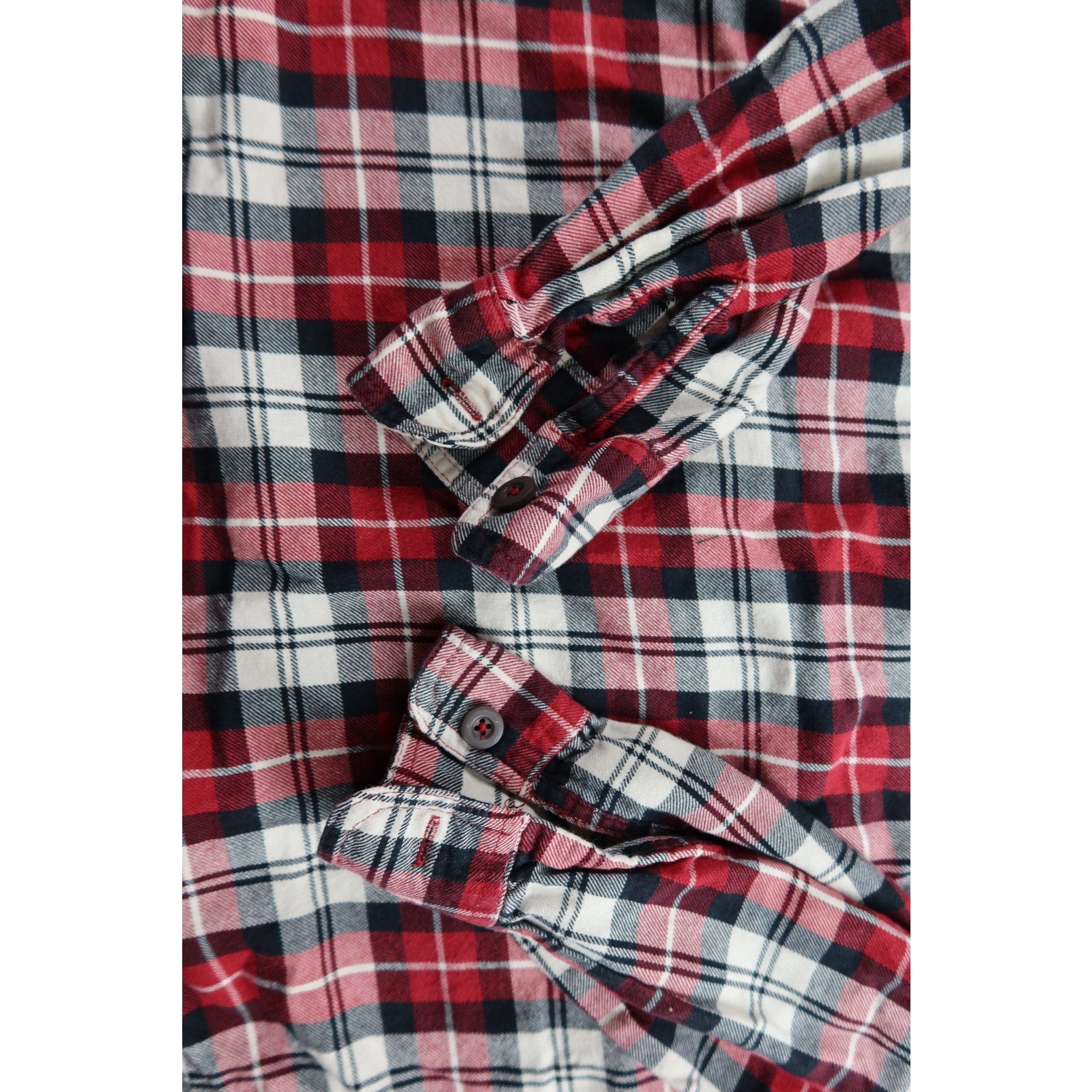 Wrangler Flannel Plaid Red Button Up Shirt Men's L