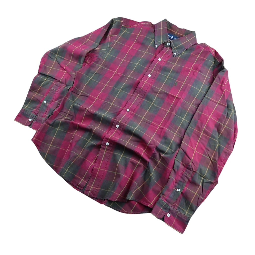 Ralph Lauren Red Plaid Button Up Long Sleeve Shirt Men's Large
