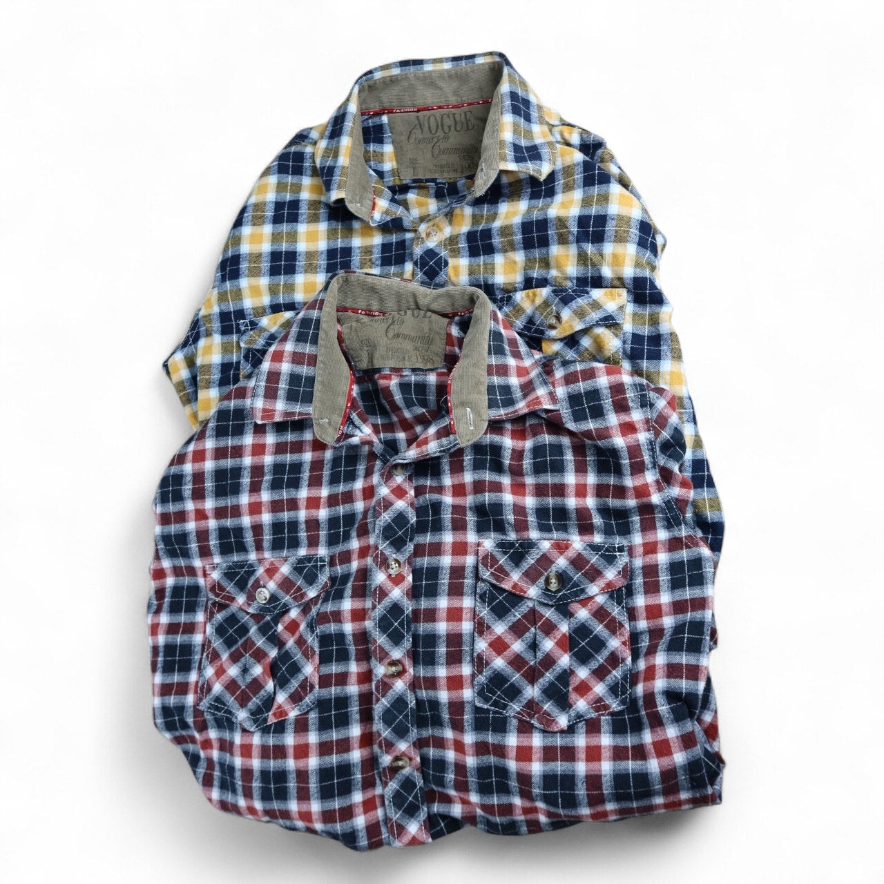 2 Pack Vogue Men's Plaided Shirts Size Large