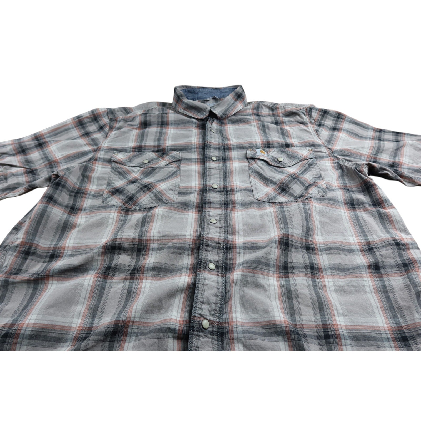 Carhartt Relaxed- Fit Gray Plaid Button Up Men's Shirt XL