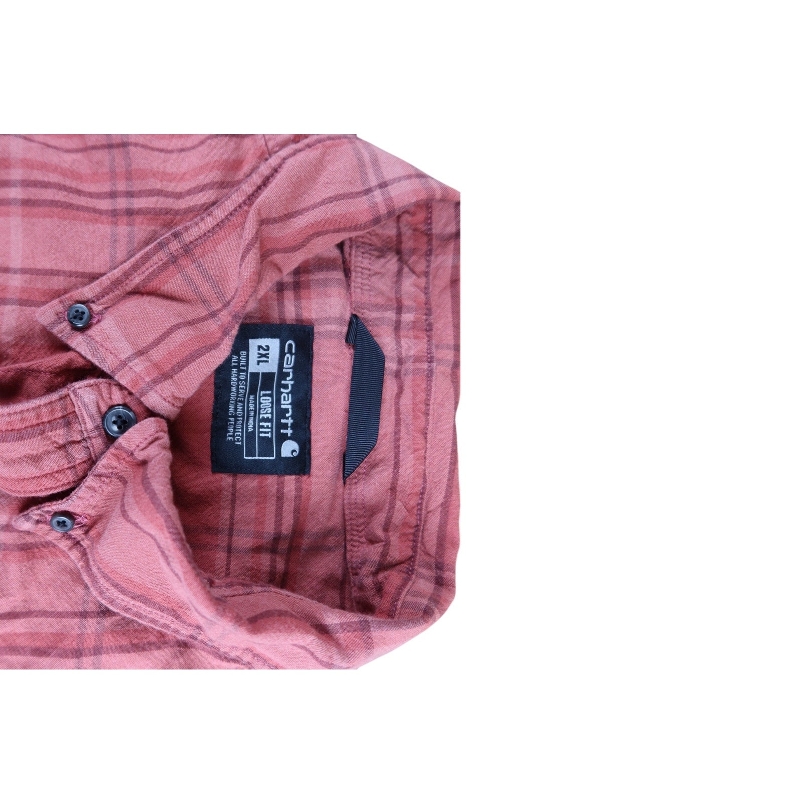 Carhartt Loose Fit Red Plaid Button Up Shirt Men's 2XL