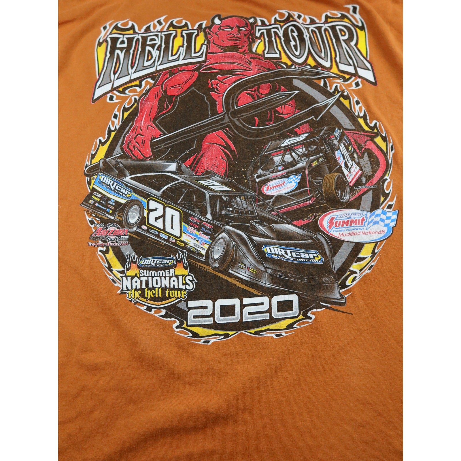 Hell Tour Devil Motorcycle Orange Long Sleeve Shirt Men's 4XL