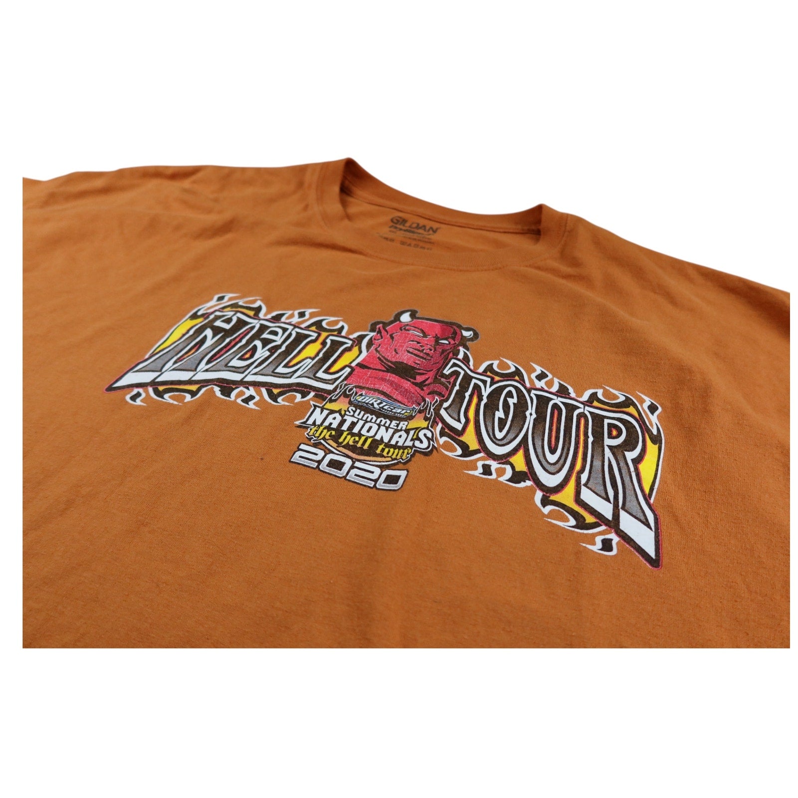 Hell Tour Devil Motorcycle Orange Long Sleeve Shirt Men's 4XL