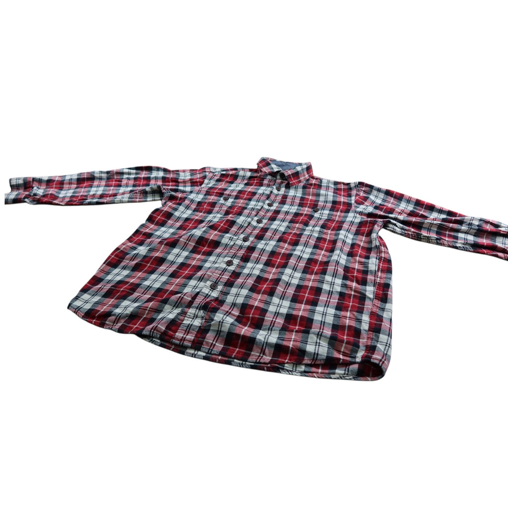 Wrangler Flannel Plaid Red Button Up Shirt Men's L
