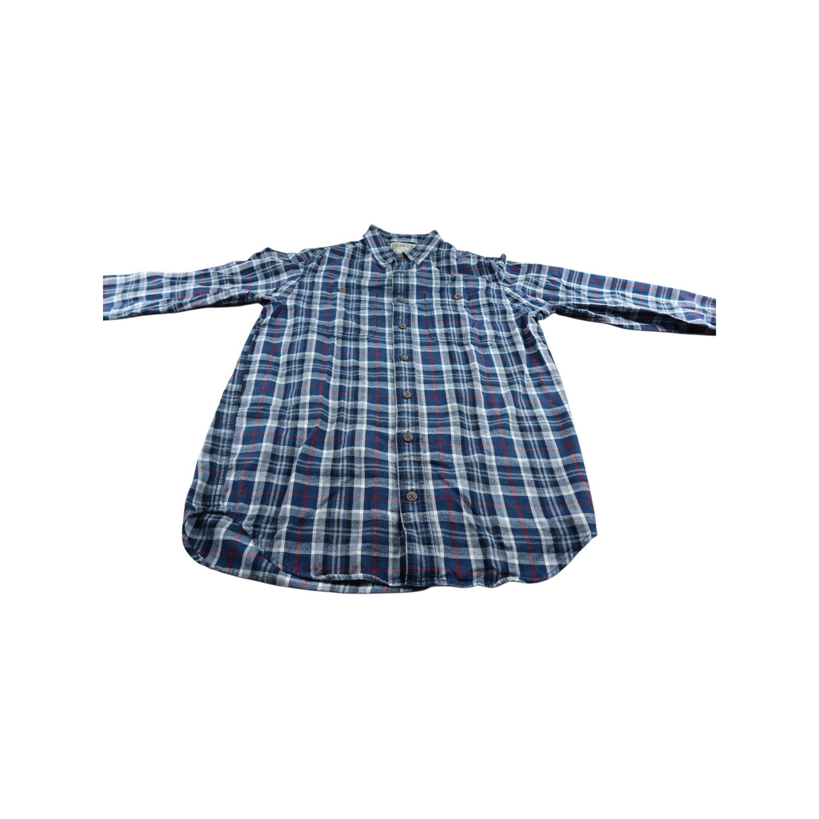 Duluth Trading Co Men's Blue Plaid Button Down Dress Shirt